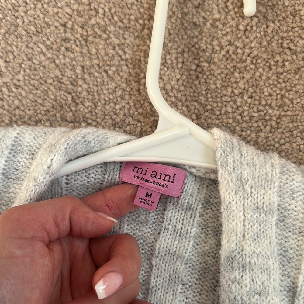 Cozy Gray Open-Front Sweater - Picture 2 of 3